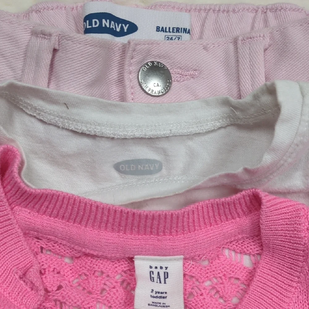Old Navy Pink Cardigan and White Top Set